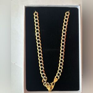 Men Gold Hammered Chain 14K